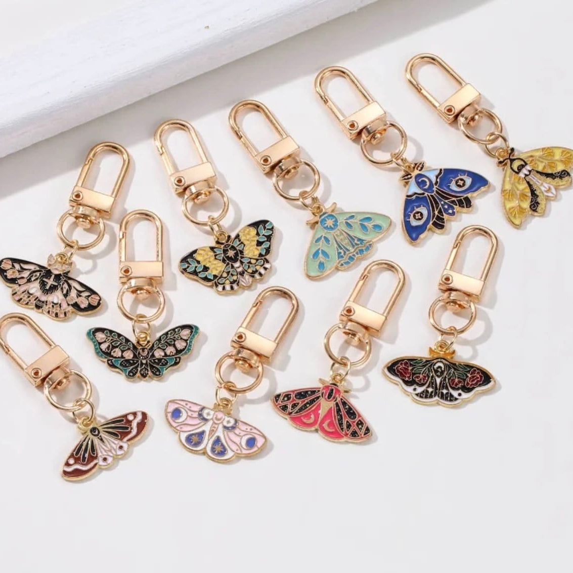 Butterfly Moth Enamel Keychain