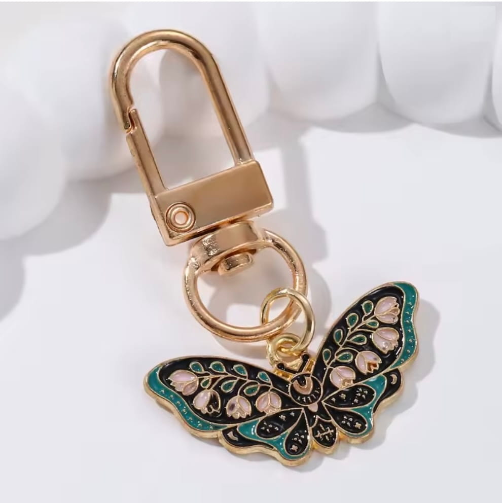 Butterfly Moth Enamel Keychain
