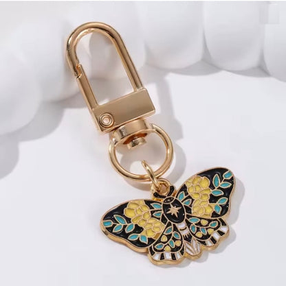 Butterfly Moth Enamel Keychain
