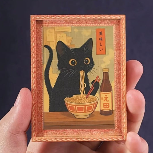 Cat Eating Ramen Fridge Magnet