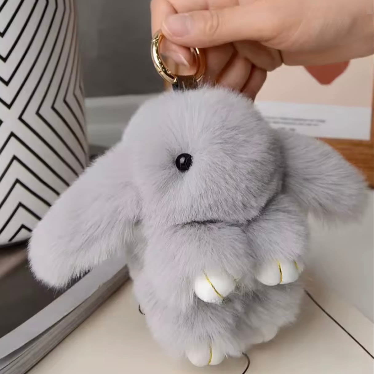 Fluffy Bunny Keychain
