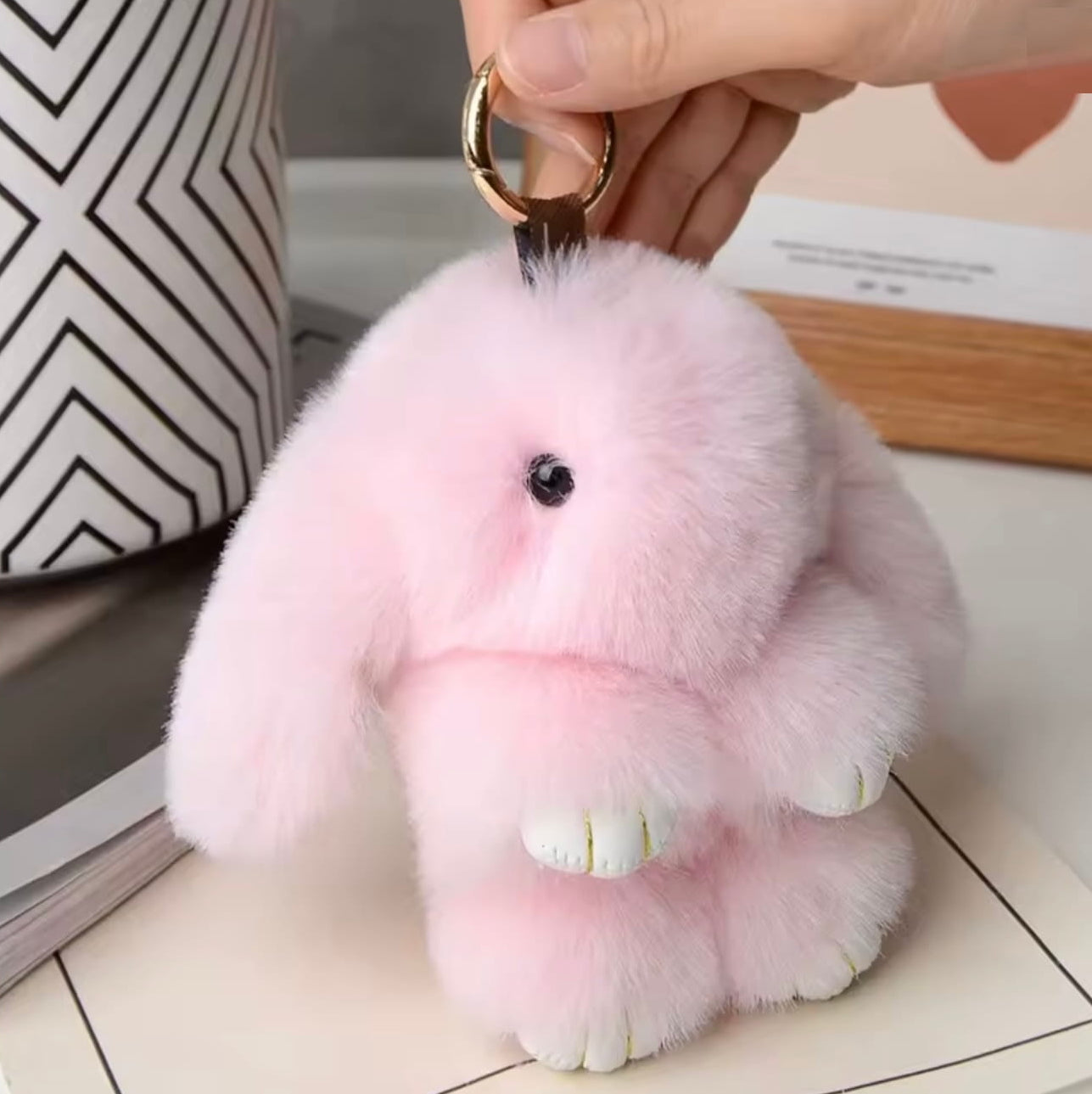 Fluffy Bunny Keychain